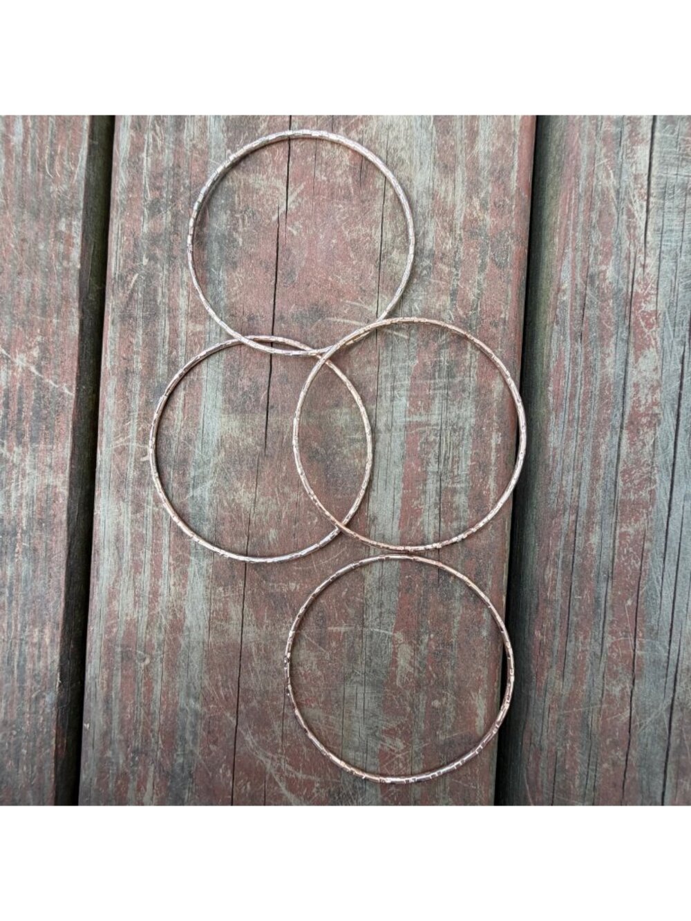 Y2k Set Of 4 Textured Rose Gold-Tone‎ Bangle Bracelets